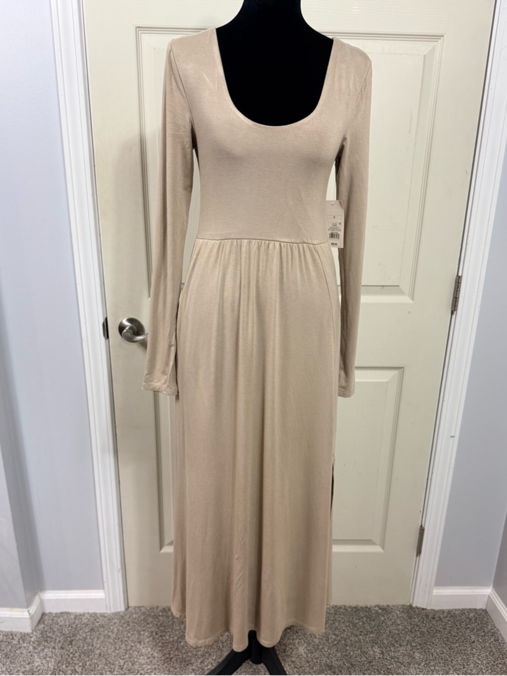 a new day Taupe Scoop Neck Long Sleeve Maxi Dress